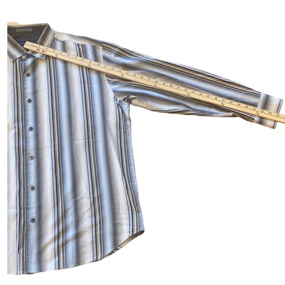 Tommy Bahama Shirt Mens XL Gray Blue Striped Button Up Long Sleeve Silk Blend - Picture 10 of 10